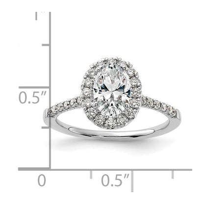 14k White Gold Halo (Holds 1 carat (8x5.7mm) Oval Center) 3/8 carat Diamond Semi-mount Engagement Ring