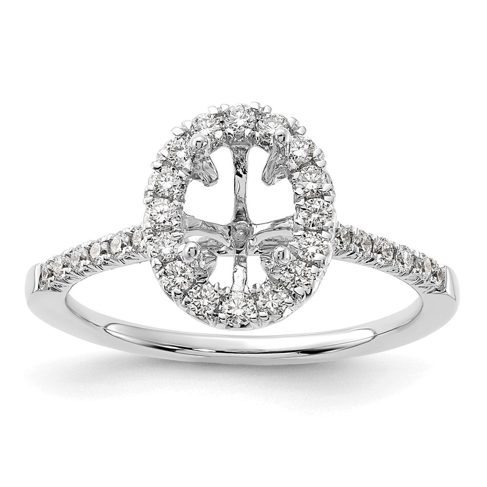 14k White Gold 3/8 carat Lab Grown Diamond VS/SI+ G+ 1 carat Center Oval Semi Mount Halo Engagement Ring