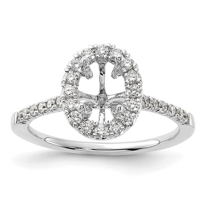 14k White Gold Halo (Holds 1 carat (8x5.7mm) Oval Center) 3/8 carat Diamond Semi-mount Engagement Ring