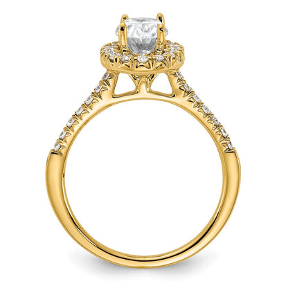 14k 3/8 carat Lab Grown Diamond VS/SI+ G+ 1 carat Center Oval Semi Mount Halo Engagement Ring