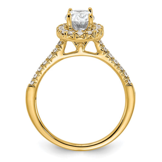 14k 3/8 carat Lab Grown Diamond VS/SI+ G+ 1 carat Center Oval Semi Mount Halo Engagement Ring