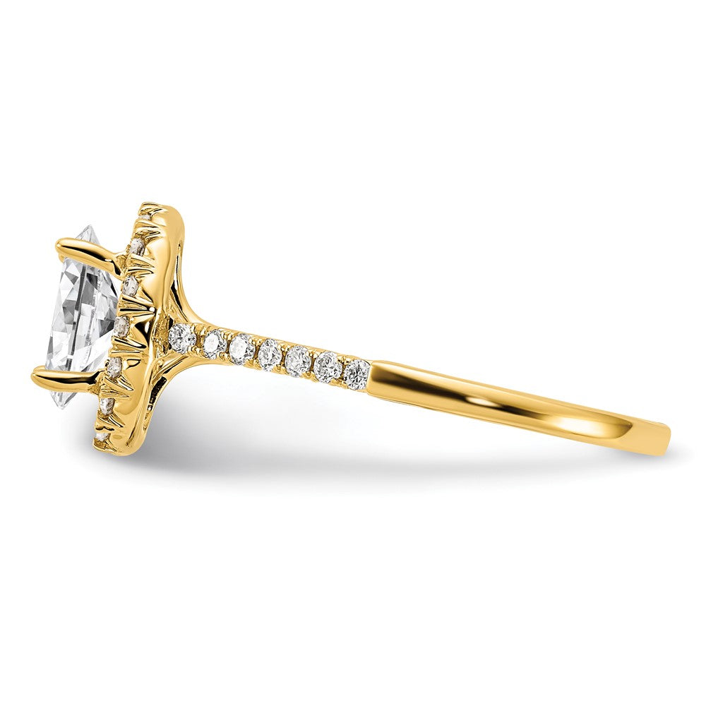 14k 3/8 carat Lab Grown Diamond VS/SI+ G+ 1 carat Center Oval Semi Mount Halo Engagement Ring