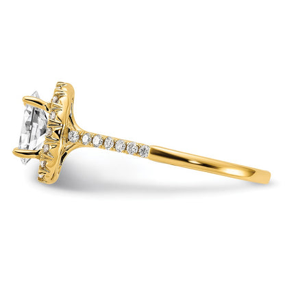 14k 3/8 carat Lab Grown Diamond VS/SI+ G+ 1 carat Center Oval Semi Mount Halo Engagement Ring