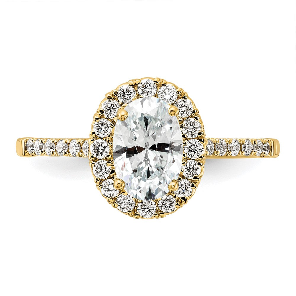14k 3/8 carat Lab Grown Diamond VS/SI+ G+ 1 carat Center Oval Semi Mount Halo Engagement Ring
