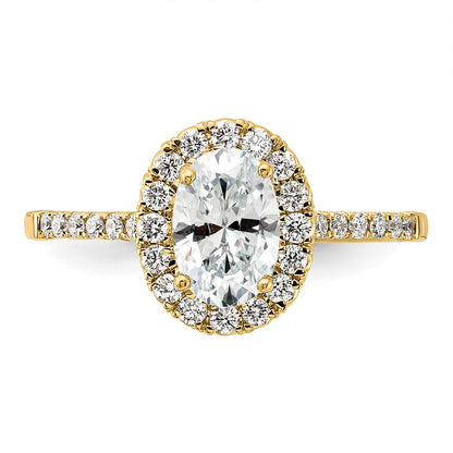 14k 3/8 carat Lab Grown Diamond VS/SI+ G+ 1 carat Center Oval Semi Mount Halo Engagement Ring