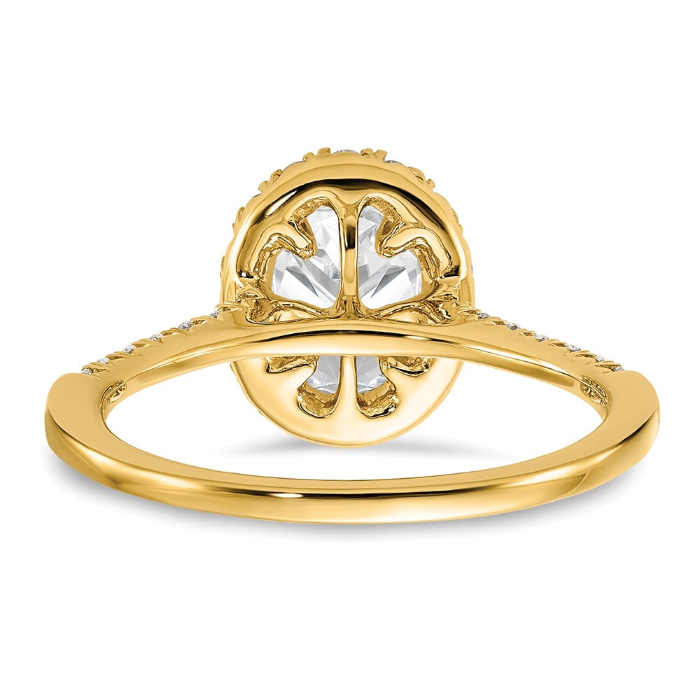 14k 3/8 carat Lab Grown Diamond VS/SI+ G+ 1 carat Center Oval Semi Mount Halo Engagement Ring