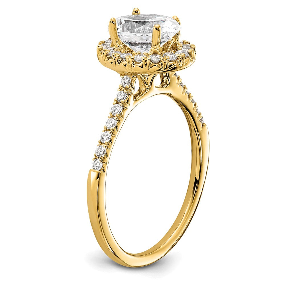 14k 3/8 carat Lab Grown Diamond VS/SI+ G+ 1 carat Center Oval Semi Mount Halo Engagement Ring