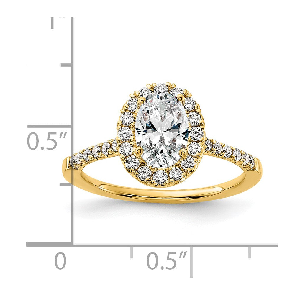 14k 3/8 carat Lab Grown Diamond VS/SI+ G+ 1 carat Center Oval Semi Mount Halo Engagement Ring