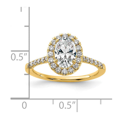 14k 3/8 carat Lab Grown Diamond VS/SI+ G+ 1 carat Center Oval Semi Mount Halo Engagement Ring