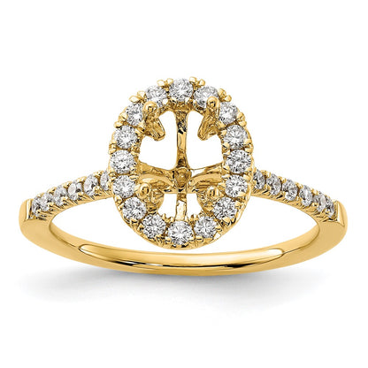 14k 3/8 carat Lab Grown Diamond VS/SI+ G+ 1 carat Center Oval Semi Mount Halo Engagement Ring