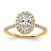 14k 3/8 carat Lab Grown Diamond VS/SI+ G+ 1 carat Center Oval Semi Mount Halo Engagement Ring
