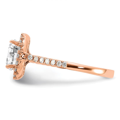 14k Rose Gold 1/2 carat Lab Grown Diamond VS/SI+ G+ 1 1/2 carat Center Oval Semi Mount Halo Engagement Ring