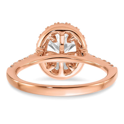 14k Rose Gold 1/2 carat Lab Grown Diamond VS/SI+ G+ 1 1/2 carat Center Oval Semi Mount Halo Engagement Ring