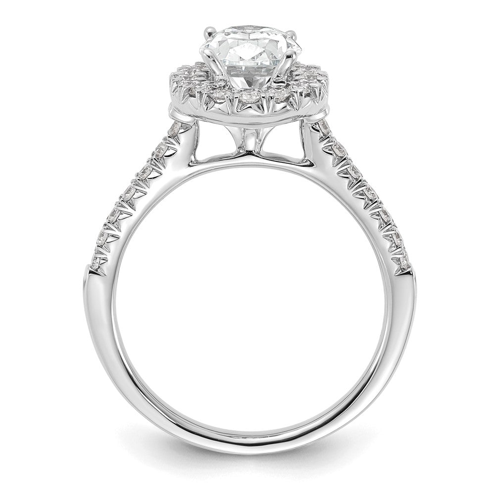 14k White Gold Halo (Holds 1.5 carat (9x6.3mm) Oval Center) 1/2 carat Diamond Semi-mount Engagement Ring