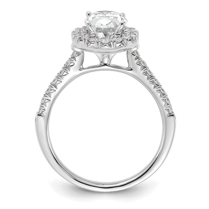 14k White Gold Halo (Holds 1.5 carat (9x6.3mm) Oval Center) 1/2 carat Diamond Semi-mount Engagement Ring