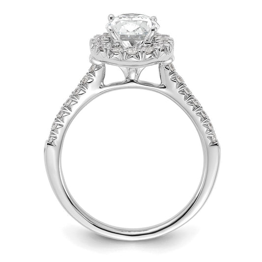 14k White Gold Halo (Holds 1.5 carat (9x6.3mm) Oval Center) 1/2 carat Diamond Semi-mount Engagement Ring