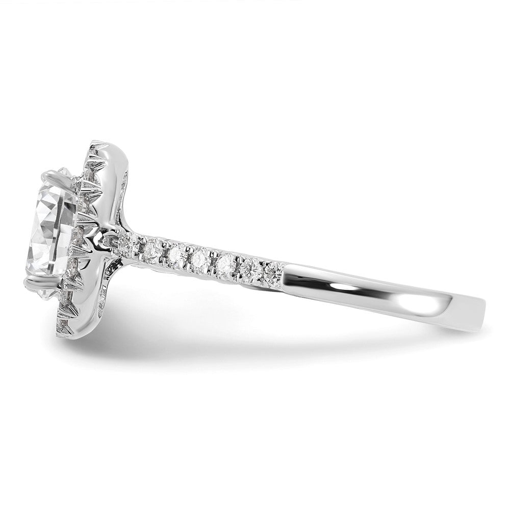 14k White Gold Halo (Holds 1.5 carat (9x6.3mm) Oval Center) 1/2 carat Diamond Semi-mount Engagement Ring