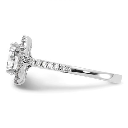 14k White Gold Halo (Holds 1.5 carat (9x6.3mm) Oval Center) 1/2 carat Diamond Semi-mount Engagement Ring