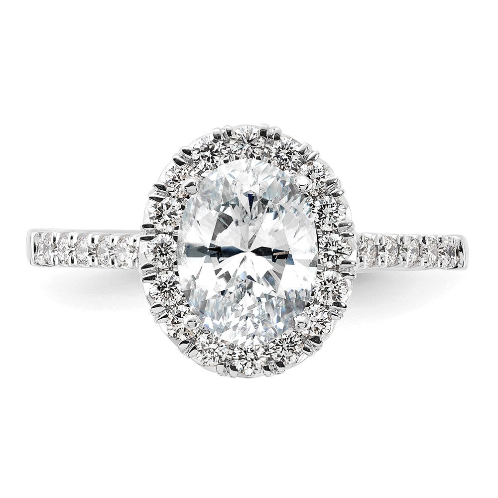 14k White Gold Halo (Holds 1.5 carat (9x6.3mm) Oval Center) 1/2 carat Diamond Semi-mount Engagement Ring