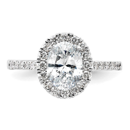 14k White Gold Halo (Holds 1.5 carat (9x6.3mm) Oval Center) 1/2 carat Diamond Semi-mount Engagement Ring