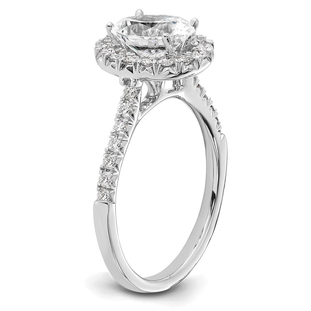 14k White Gold Halo (Holds 1.5 carat (9x6.3mm) Oval Center) 1/2 carat Diamond Semi-mount Engagement Ring