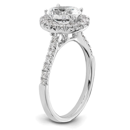 14k White Gold Halo (Holds 1.5 carat (9x6.3mm) Oval Center) 1/2 carat Diamond Semi-mount Engagement Ring