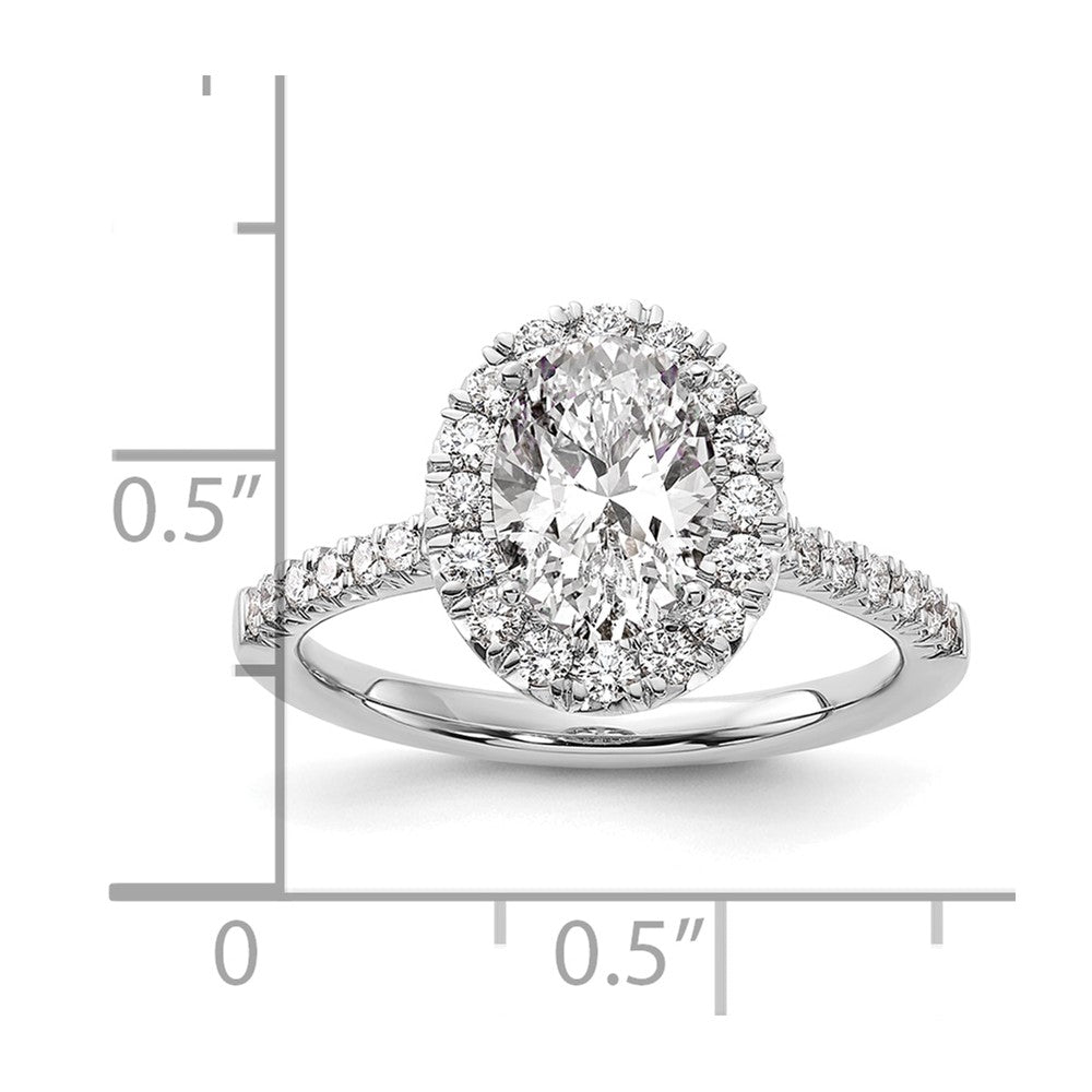 14k White Gold Halo (Holds 1.5 carat (9x6.3mm) Oval Center) 1/2 carat Diamond Semi-mount Engagement Ring