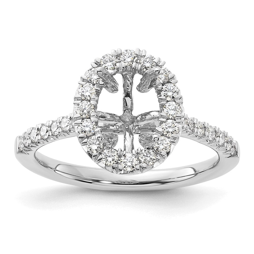 14k White Gold Halo (Holds 1.5 carat (9x6.3mm) Oval Center) 1/2 carat Diamond Semi-mount Engagement Ring