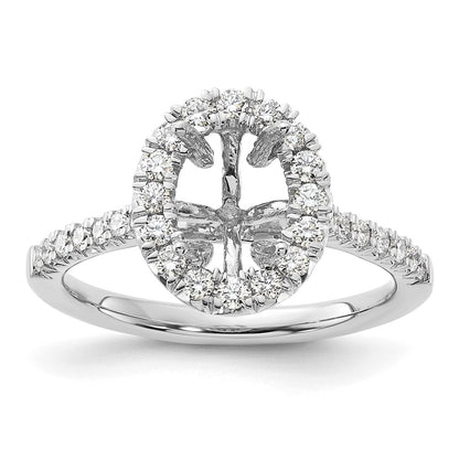 14k White Gold Halo (Holds 1.5 carat (9x6.3mm) Oval Center) 1/2 carat Diamond Semi-mount Engagement Ring