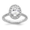 14k White Gold Halo (Holds 1.5 carat (9x6.3mm) Oval Center) 1/2 carat Diamond Semi-mount Engagement Ring