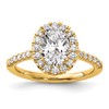 14k 1/2 carat Lab Grown Diamond VS/SI+ G+ 1 1/2 carat Center Oval Semi Mount Halo Engagement Ring