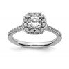 True Origin 14K White Gold 3/8 carat Lab Grown Diamond VS+ F+ Semi-Mount Cushion Halo Engagement Ring