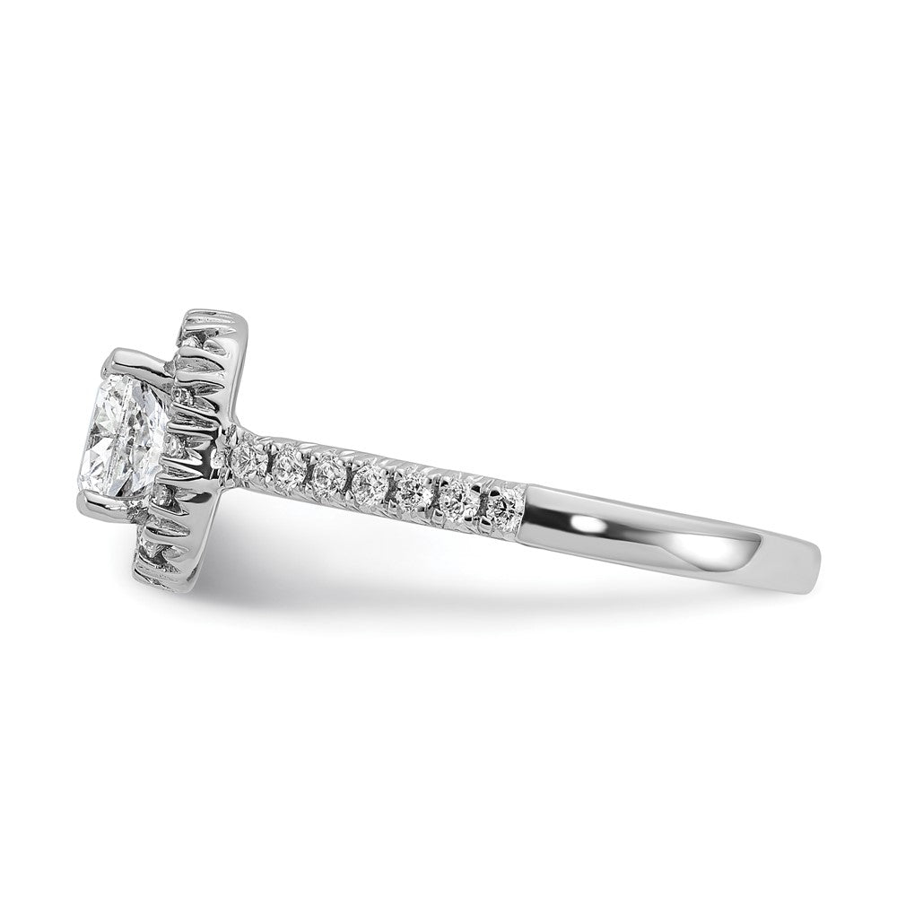 14k White Gold Halo (Holds 1 carat (5.9mm) Cushion Center) 3/8 carat Diamond Semi-mount Engagement Ring