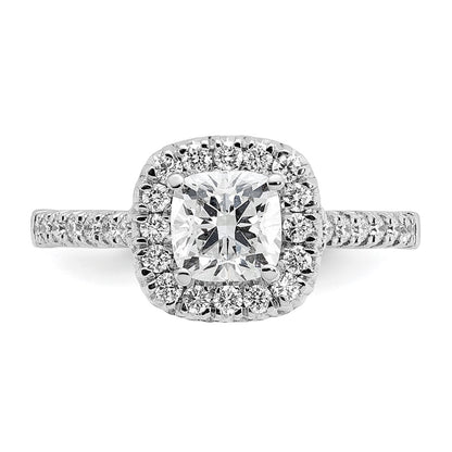 14k 3/8 carat Lab Grown Diamond VS/SI+ G+ 1 carat Cushion Center Semi Mount Halo Engagement Ring