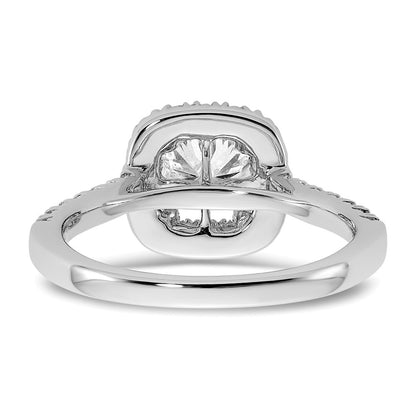 14k White Gold Halo (Holds 1 carat (5.9mm) Cushion Center) 3/8 carat Diamond Semi-mount Engagement Ring