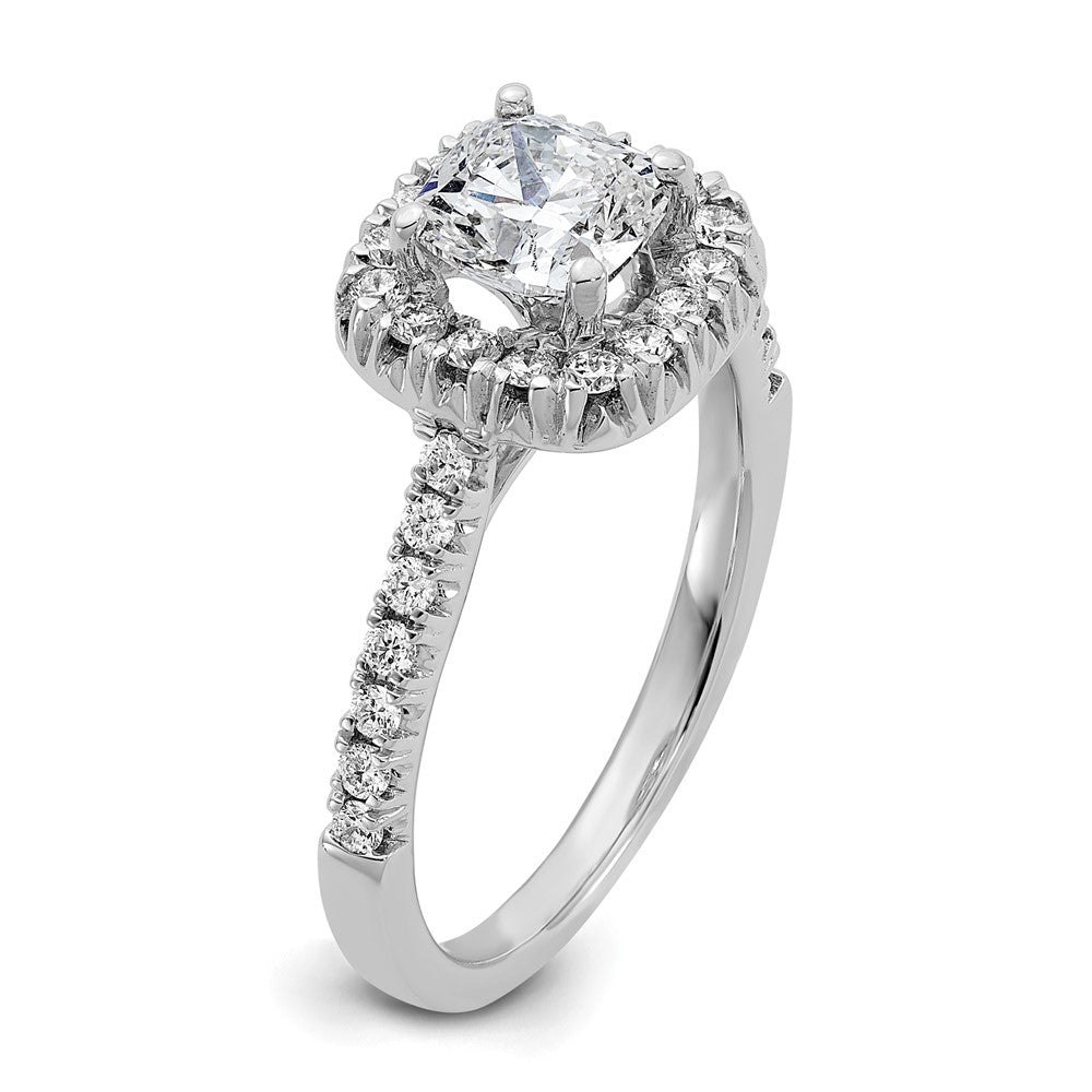 14k 3/8 carat Lab Grown Diamond VS/SI+ G+ 1 carat Cushion Center Semi Mount Halo Engagement Ring