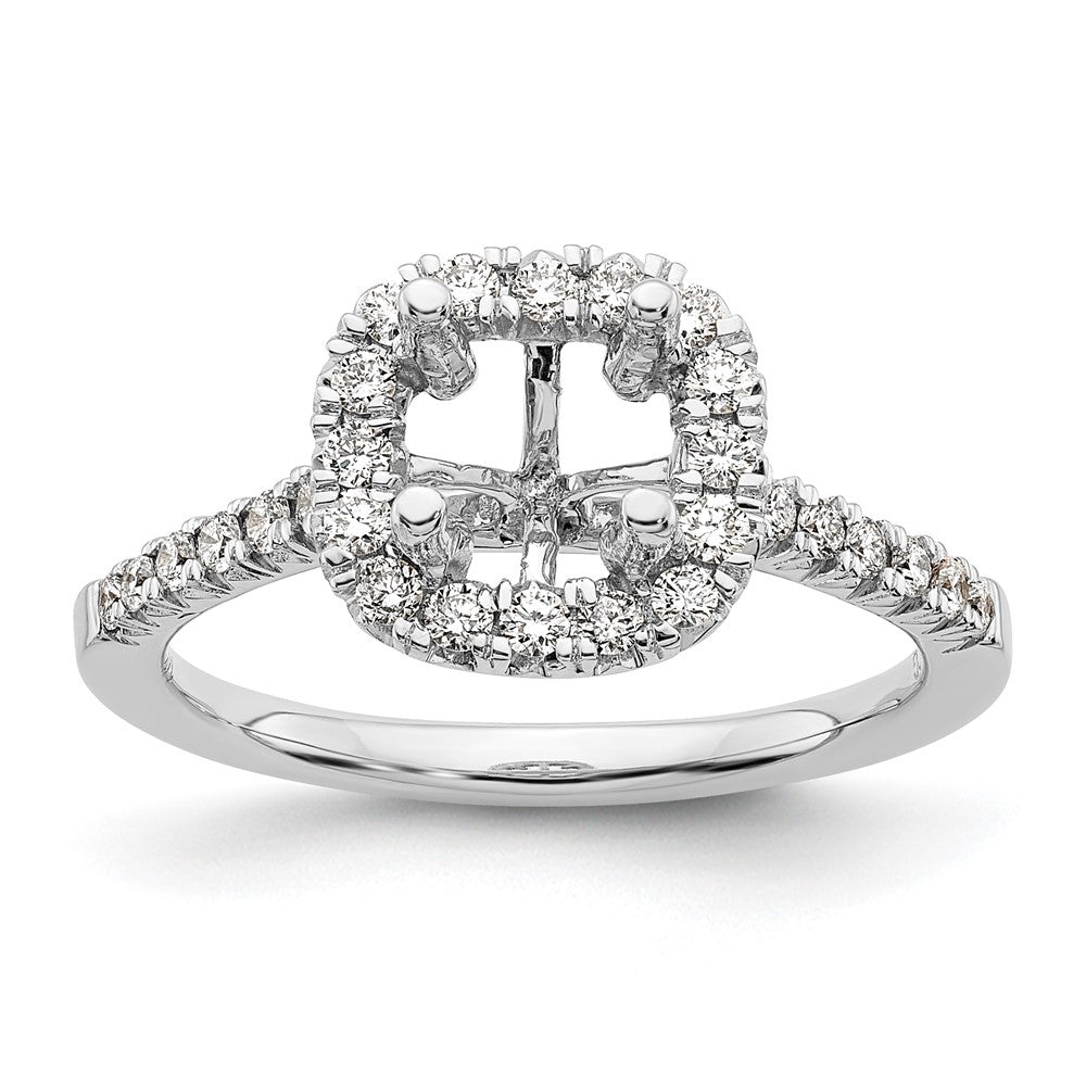14k 3/8 carat Lab Grown Diamond VS/SI+ G+ 1 carat Cushion Center Semi Mount Halo Engagement Ring