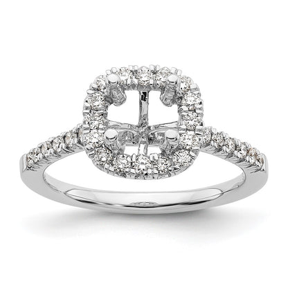 14k White Gold Halo (Holds 1 carat (5.9mm) Cushion Center) 3/8 carat Diamond Semi-mount Engagement Ring