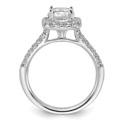 True Origin 14K White Gold 1/2 carat Lab Grown Diamond VS+ F+ Semi-Mount Cushion Halo Engagement Ring