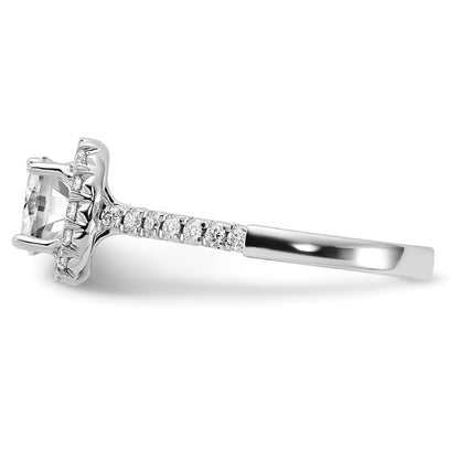 14k White Gold Halo (Holds 1.5 carat (6.8mm) Cushion Center) 1/2 carat Diamond Semi-mount Engagement Ring