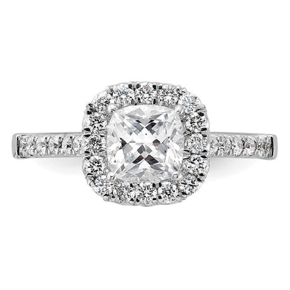 14k White Gold Halo (Holds 1.5 carat (6.8mm) Cushion Center) 1/2 carat Diamond Semi-mount Engagement Ring