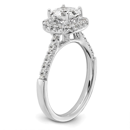14k White Gold Halo (Holds 1.5 carat (6.8mm) Cushion Center) 1/2 carat Diamond Semi-mount Engagement Ring