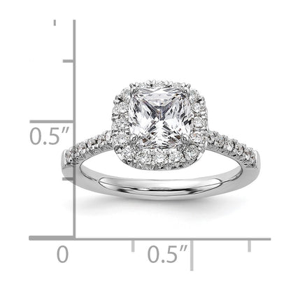 14k White Gold Halo (Holds 1.5 carat (6.8mm) Cushion Center) 1/2 carat Diamond Semi-mount Engagement Ring