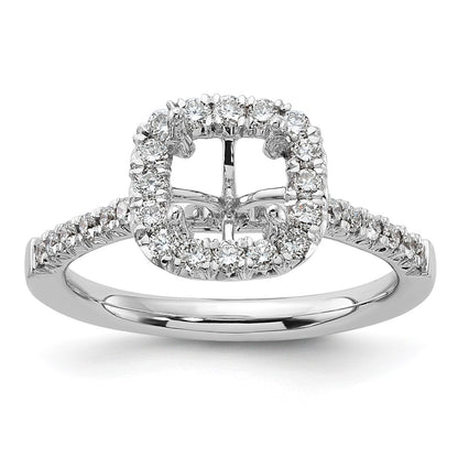 14k White Gold Halo (Holds 1.5 carat (6.8mm) Cushion Center) 1/2 carat Diamond Semi-mount Engagement Ring