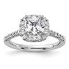 True Origin 14K White Gold 1/2 carat Lab Grown Diamond VS+ F+ Semi-Mount Cushion Halo Engagement Ring