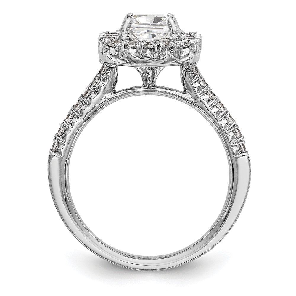 True Origin 14K White Gold 1/2 carat Lab Grown Diamond VS+ F+ Semi-Mount Asscher Halo Engagement Ring