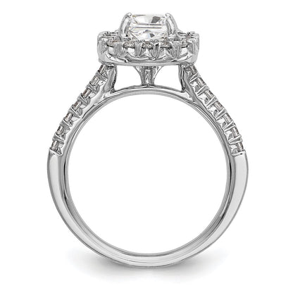 True Origin 14K White Gold 1/2 carat Lab Grown Diamond VS+ F+ Semi-Mount Asscher Halo Engagement Ring