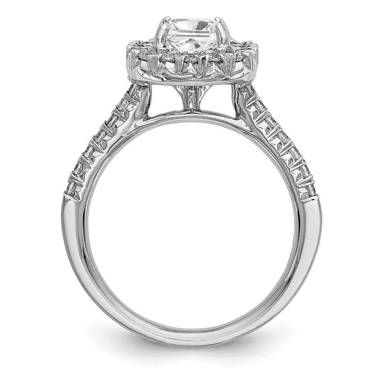 True Origin 14K White Gold 1/2 carat Lab Grown Diamond VS+ F+ Semi-Mount Asscher Halo Engagement Ring