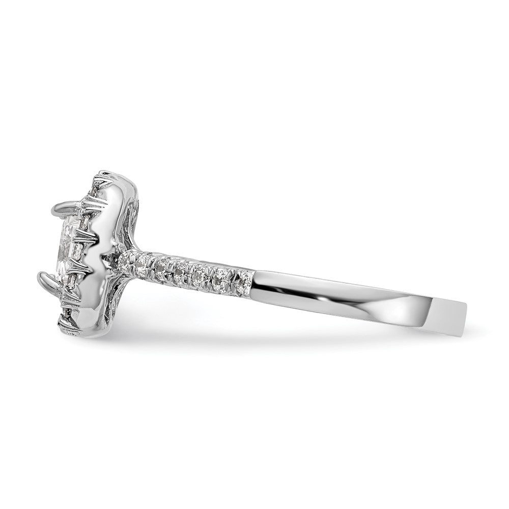 True Origin 14K White Gold 1/2 carat Lab Grown Diamond VS+ F+ Semi-Mount Asscher Halo Engagement Ring
