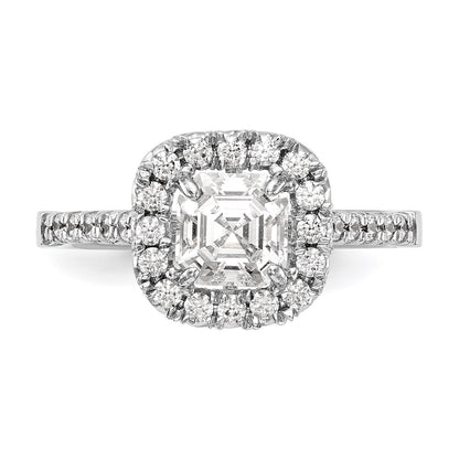 True Origin 14K White Gold 1/2 carat Lab Grown Diamond VS+ F+ Semi-Mount Asscher Halo Engagement Ring